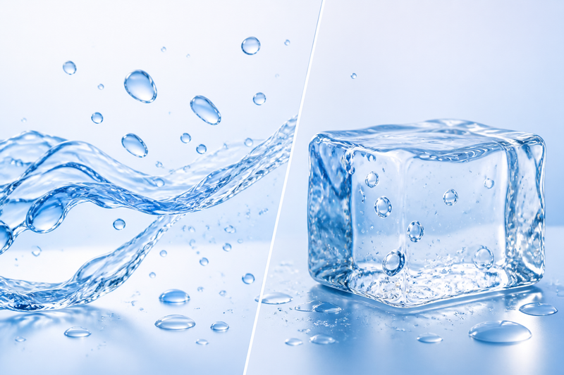 Cross-linked versus uncross-linked hyaluronic acid gel in cool blue